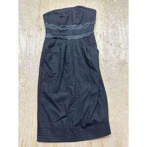 Diane von Furstenberg Dress Black Filomena Strapless Wool Silk Midi Dress Sz 6